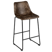 Set of 2 Bar Stool Faux Suede Upholstered Kitchen Dining Chair w/Metal Leg Brown