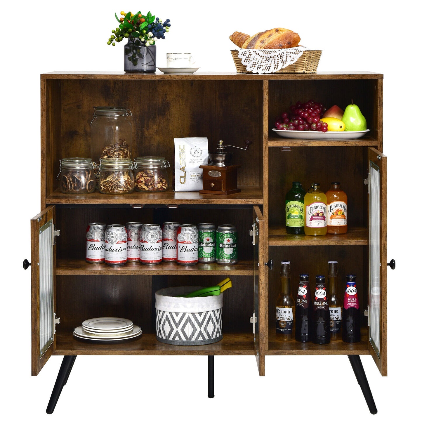 Rustic Brown wooden kitchen storage cabinet