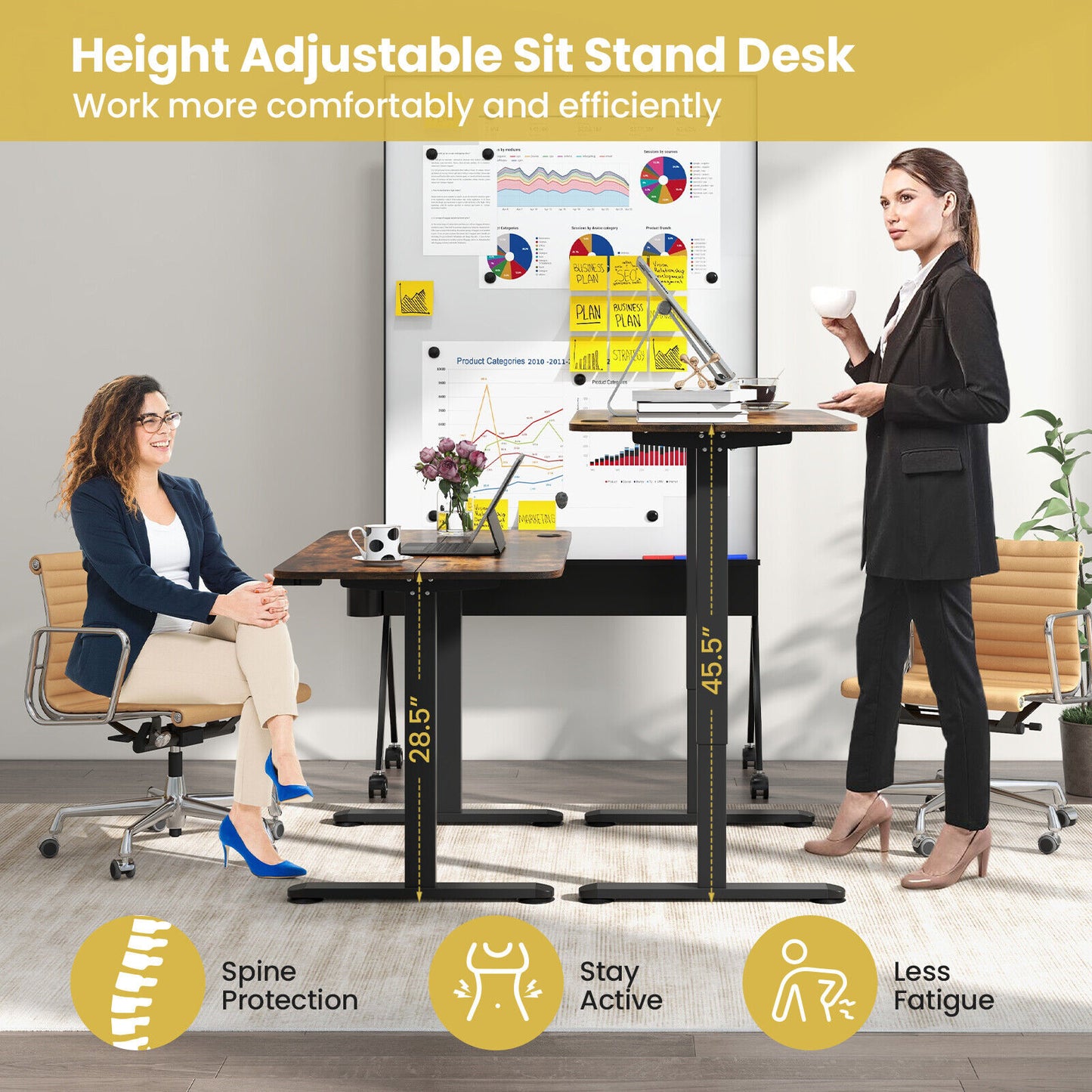 Electric Standing Desk Ergonomic Sit Stand Computer Desk Workstation