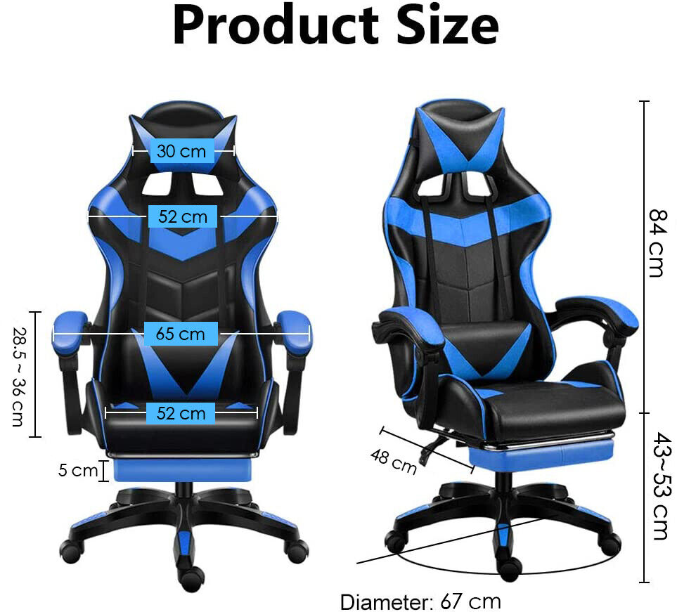 QF Gaming Chair Office Seating Racing Computer PU Leather Executive Racer Footre