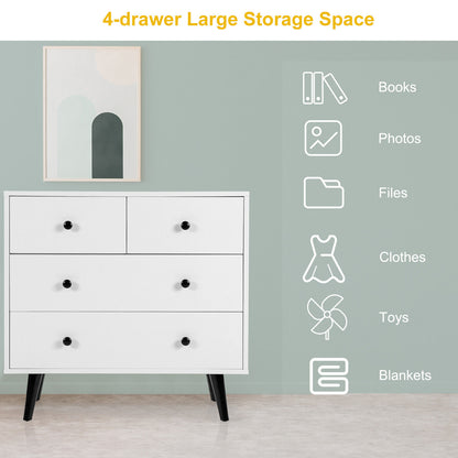 Storage Cabinet 4 Chest of Drawers Dresser Cupboard Sideboard Modern White