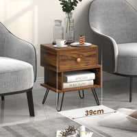 2-Tier Nightstand Set of 2 Irregular Wooden Bedside Storage Table