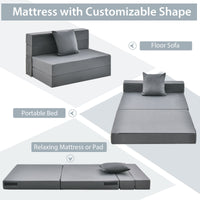 Folding Mattress w/ Pillow 15cm Tri-fold Ergonomic Sofa Bed w/ High-Density Foam