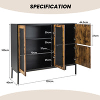 Buffet Sideboard Industrial 4-Door Storage Cabinet Kicthen Cupboard