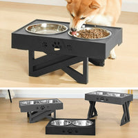 Adjustable Elevated Dog Bowls Adjusts to 3 Heights, Dog Dish with Double Bowls