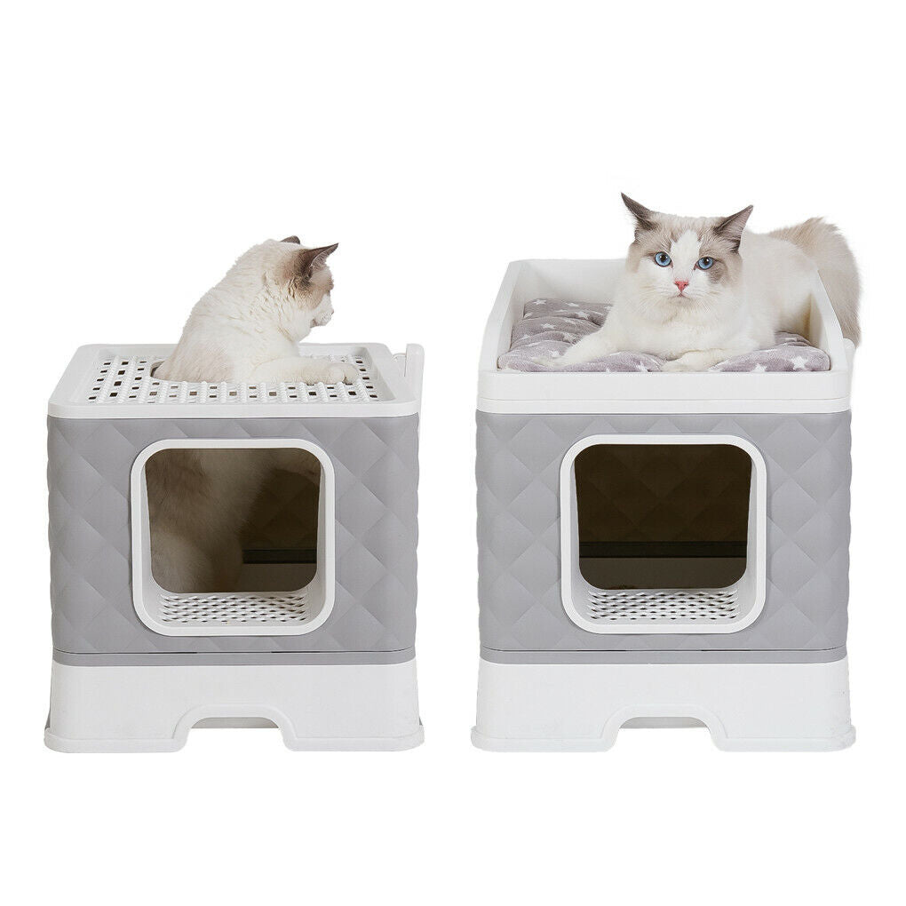 Large Sturdy Fully Enclosed Hooded Cat Litter Box with Top Lid Bed Kitty Toilet