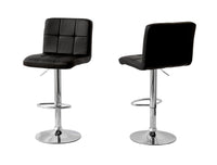 Hacienda 2 Tall Back Paddled Leather Barstools (Black), 90-110cm