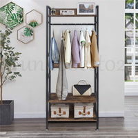 Industrial Hall Tree Entryway Coat Rack w/ Shoe Storage Shelf f Hallway Bedroom