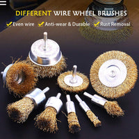 Set of 9 True Brass Wire Wheel Brush Kit Crimped Cup Brush for Drill Cleaning