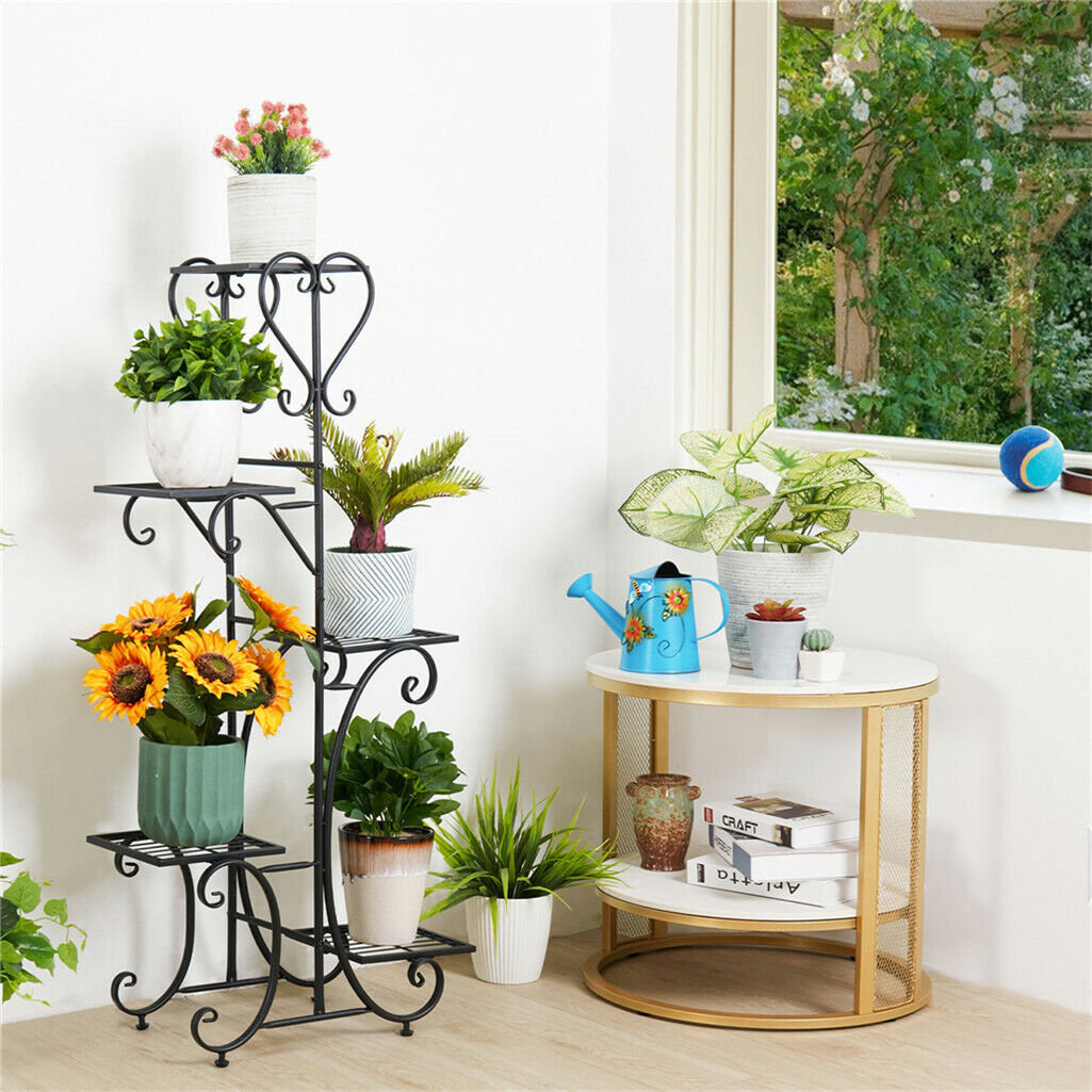 Wrought Iron Plant Stand Corner Planter Organizer Shelf Rack Living Room Garden