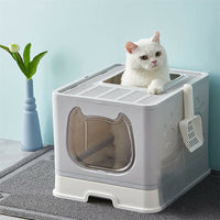 Foldable Cat Litter Box with Lid Enclosed Cat Potty Anti-Splashing Cat Toilet