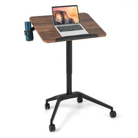 Pneumatic Standing Desk Tilting Adjustable Laptop Cart Mobile Podium Cup Holder