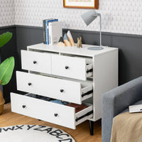 Storage Cabinet 4 Chest of Drawers Dresser Cupboard Sideboard Modern White