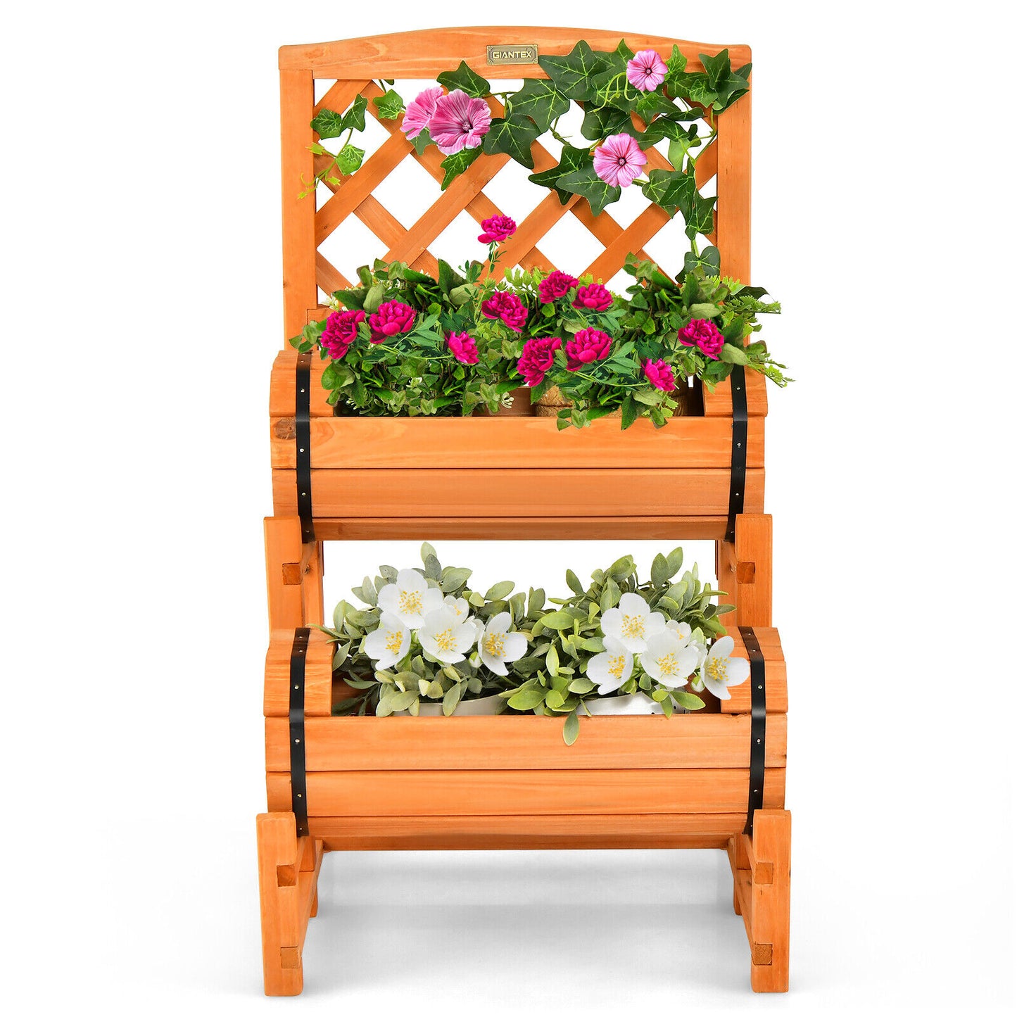 2-Tier Wooden Raised Garden Bed Container