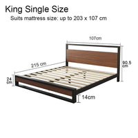 Bed Frame Metal Wood King Single Mattress Base Platform Supper Strong