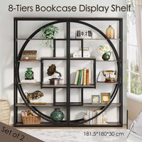 8-Tier Industrial Geometric Bookcase – Display Shelf & Storage Organizer