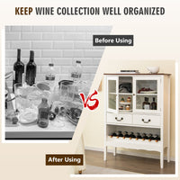 2-Door Liquor Coffee Bar Cabinet Freestanding Buffet Sideboard Wine Rack Drawers