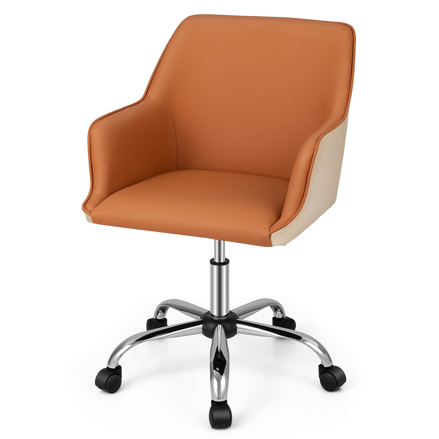 PU Leather Office Chair Computer Desk Chair Executive Leisure Armchair Orange