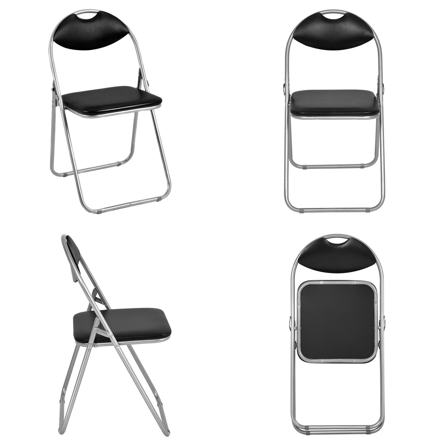 6 PCS Folding Dining Chairs Padded Office Chairs Stackable Furniture