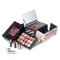 Glamorous Gold Makeup Set: Eyeshadow Palette, Blusher & Lipstick Beauty Case