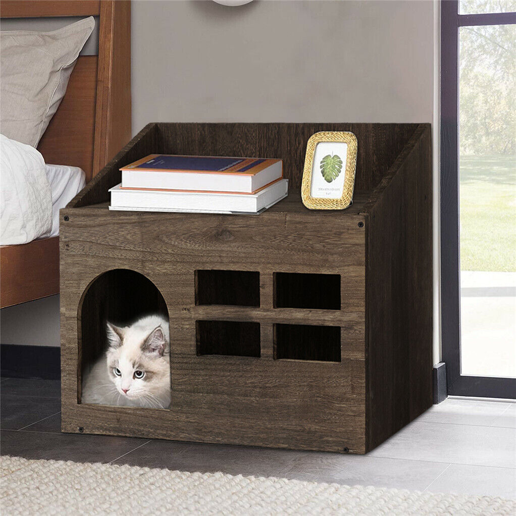 Cat Litter Box Enclosure Furniture Hidden Cabinet Nightstand Pet House Washroom