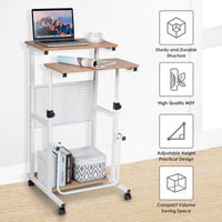 Mobile Desk Height Adjustable Computer Standing w/wheels &Footrest