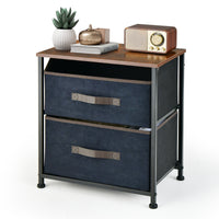 Nightstand End Side Table Dresser with 2 Pull-out Fabric Drawers