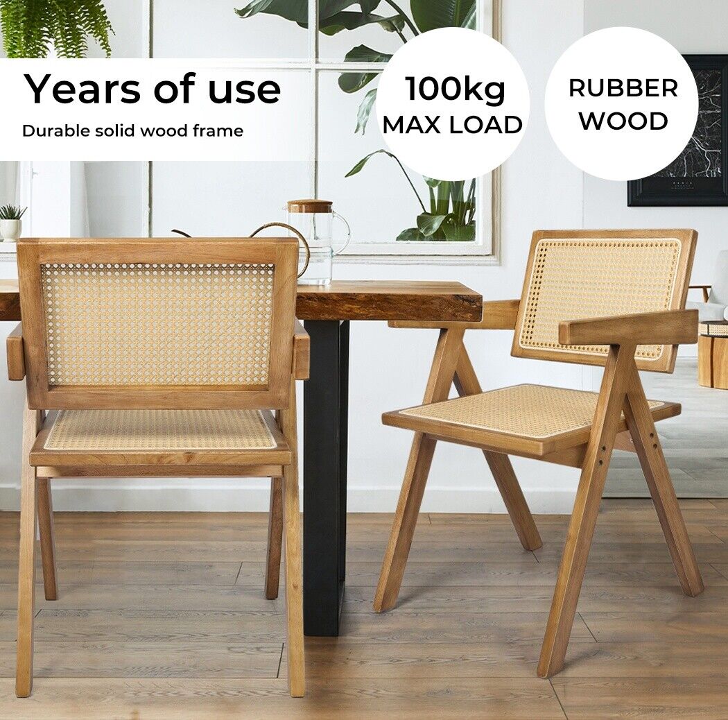 1x wooden Solid Rattan dining chair/armchair