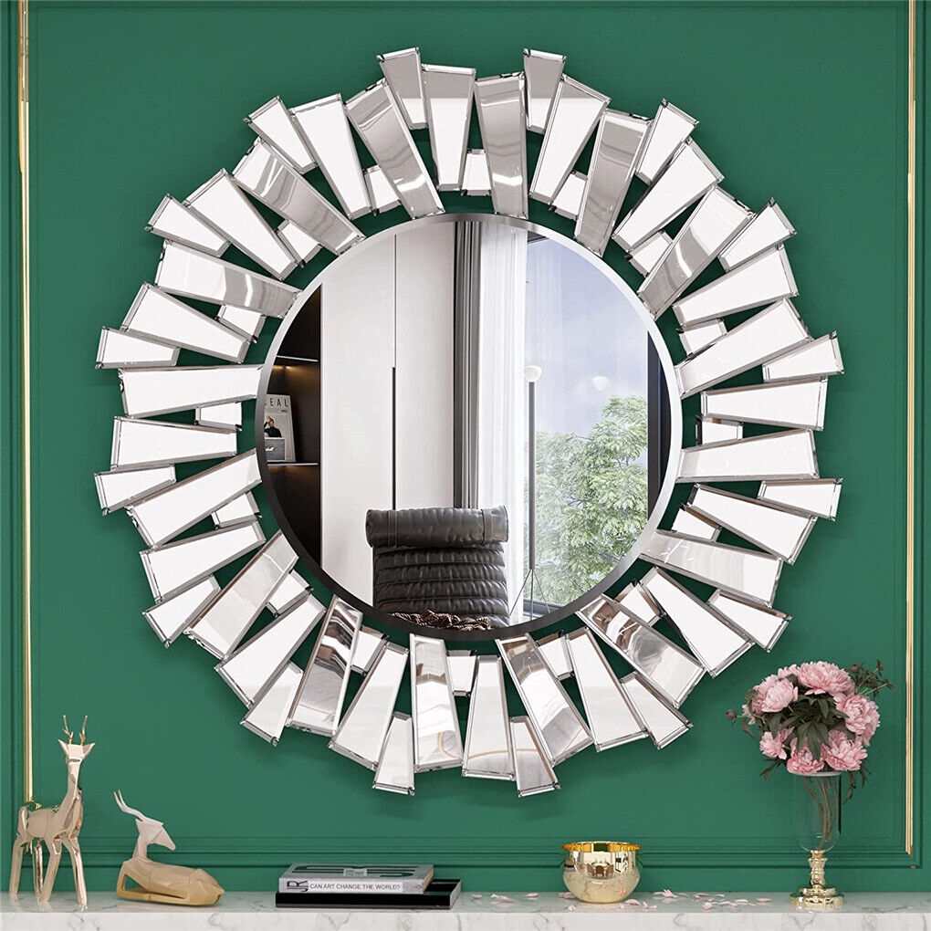 3D Large Accent Mirror Wall Hanging Decorative Mirror with Irregular Framed