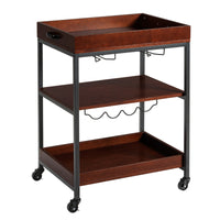 Kitchen Serving Cart Utility Trolley Cart 3-Tier Shelf w/ Glass Holder