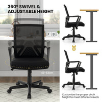 Mesh Office Chair Swivel Rocking Chair Adjustable w/ Armrests & Lumbar Support