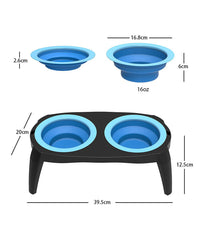 Collapsible Pet Bowl Double Feeder Portable Traveling Food Water Dishes Dog&Cat