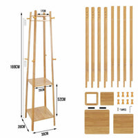 Tall Bamboo Coat Bag and Hat Stand and Hanger Home Organizer