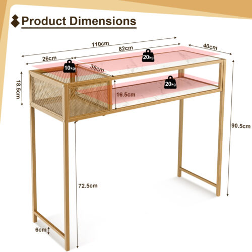 2-Tier Sofa Side Table with shelf