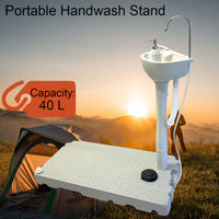 Portable Camping Sink Hand Wash Basin Stand Rolling Wheels for Outdoor Events