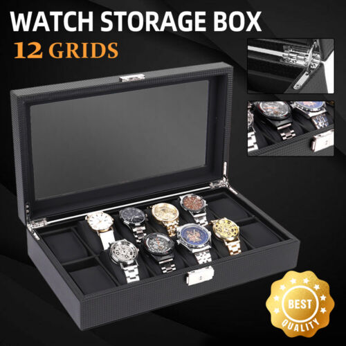 12 Grids Fiber Watch Box Storage Case