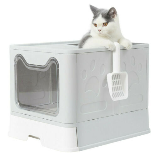 Self-Cleaning Hooded Cat Litter Box