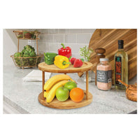 2-Tier BAMBOO Kitchen Rotating Spice Condiment Storage Rack