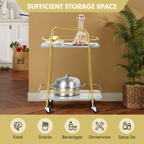 2-tier Kitchen Rolling Serving Cart Trolley