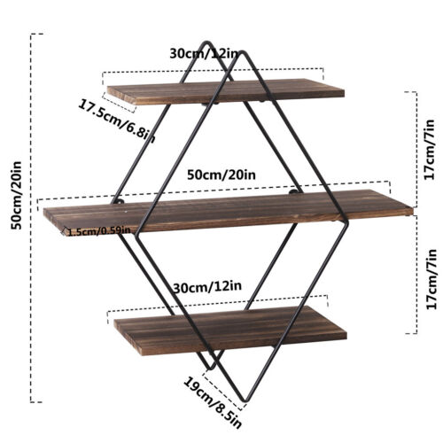 3-Tier wooden Floating Wall Shelves