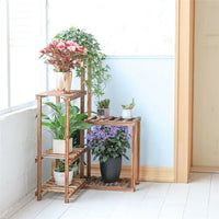 6 Tier Large Wooden Rustic Corner Plant Stand