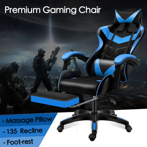 QF Gaming Chair Office Seating Racing Computer PU Leather Executive Racer Footre