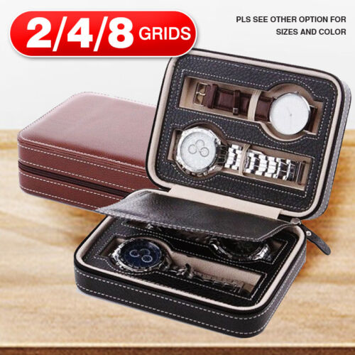 2 Grids Watch Box Leather Storage