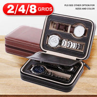 2 Grids Watch Box Leather Storage