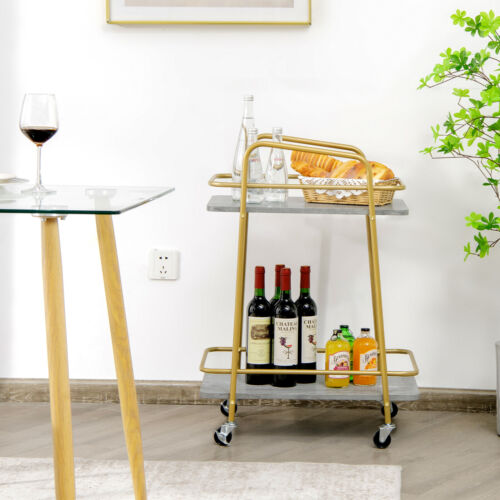 2-tier Kitchen Rolling Serving Cart Trolley