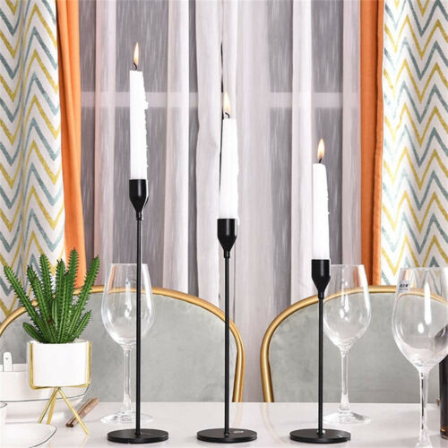 Set of 3 Decorative Candlestick Holder- gold and black