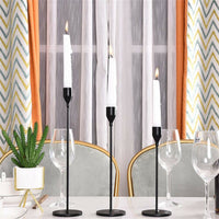 Set of 3 Decorative Candlestick Holder- gold and black