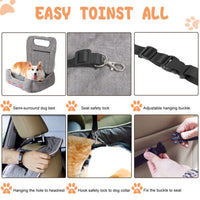 Dog Car Seat carrier bed with clip on safety leash