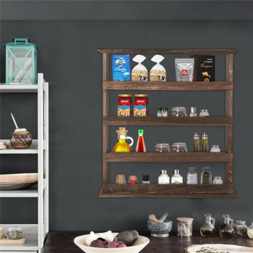 4 Tier Wood Spice Rack Storage Shelves