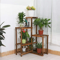 6 Tier Large Wooden Rustic Corner Plant Stand